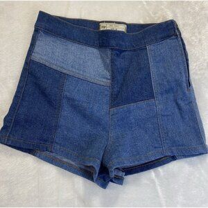 Free People Patchwork Shorts Womens Sz 28 Side Zip Slight Stretch 1.5 Inseam